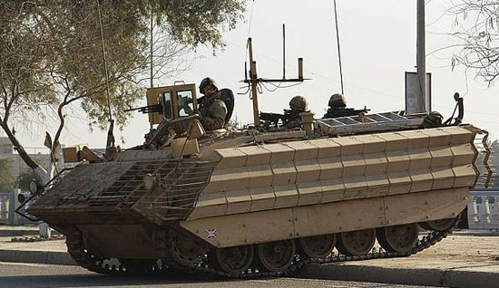 The first delivery of the upgraded FV430 Mk3 Bulldog vehicles arrived in Iraq just before Christmas 2006 with the RGJ Battalion based at Basra Palace the first to use them on operations. The vehicles have become the RGJs vehicle of choice for carrying out patrols in Basra City. Additional armour provides enhanced safety for driver, commander and troops while other features include air conditioning and an improved engine and transmission for peak performance and reliability. The vehicle has already proved its worth with many soldiers favouring Bulldog as a vehicle. A version of the veteran FV430, given extra armour and a turret. Weight: 18 tons Max speed: 75 kph Engine: Diesel Crew: 2 Carries: 7 Armament: 7.62 machine gun and GPMG. 