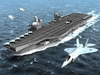 An Artists impression of the new CVF (Future Carrier) and JSF (Joint Strike Fighter)