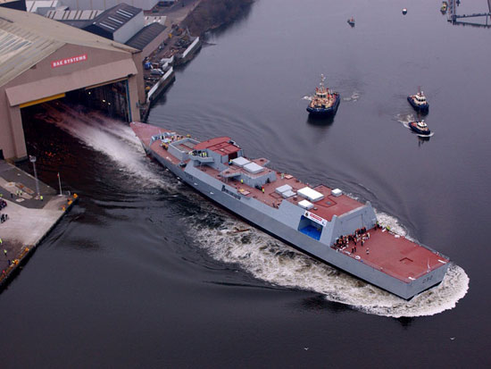HMS Daring launches at BAE Systems Scotstoun shipyard in Glasgow - 1 Feb 06
